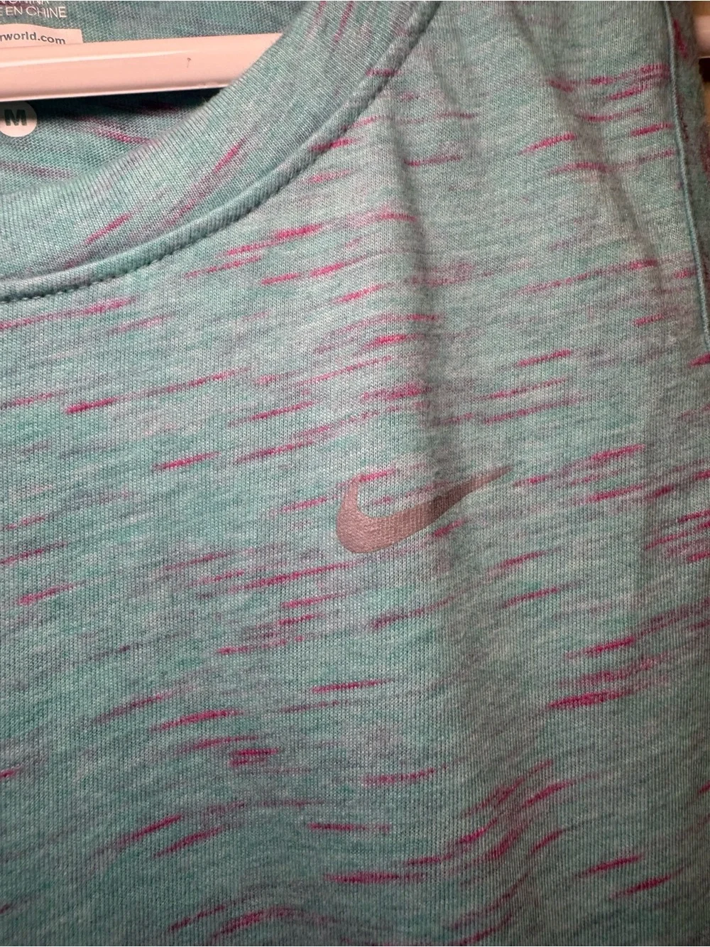 Nike Teal Space-Dye Dri-FIT Tank with Pink Shoulder Accents